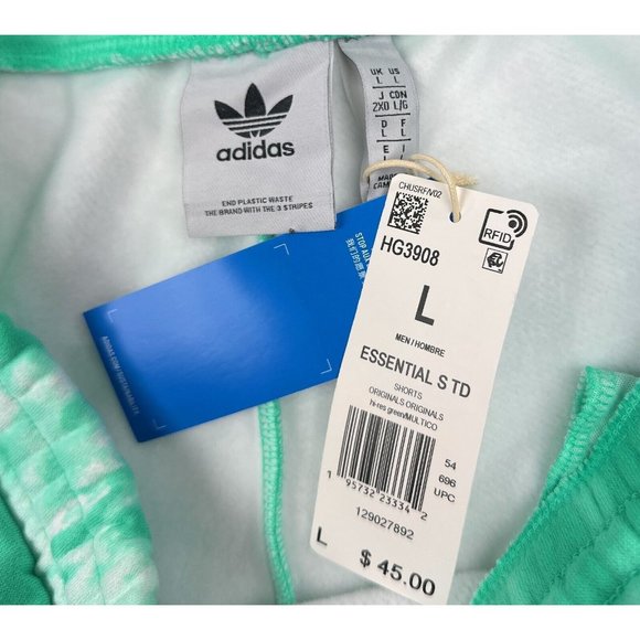 🛑SOLD🛑 Adidas Essentials Tie Dye Green White Mens Large Sweat Shorts Athletic - Picture 3 of 9